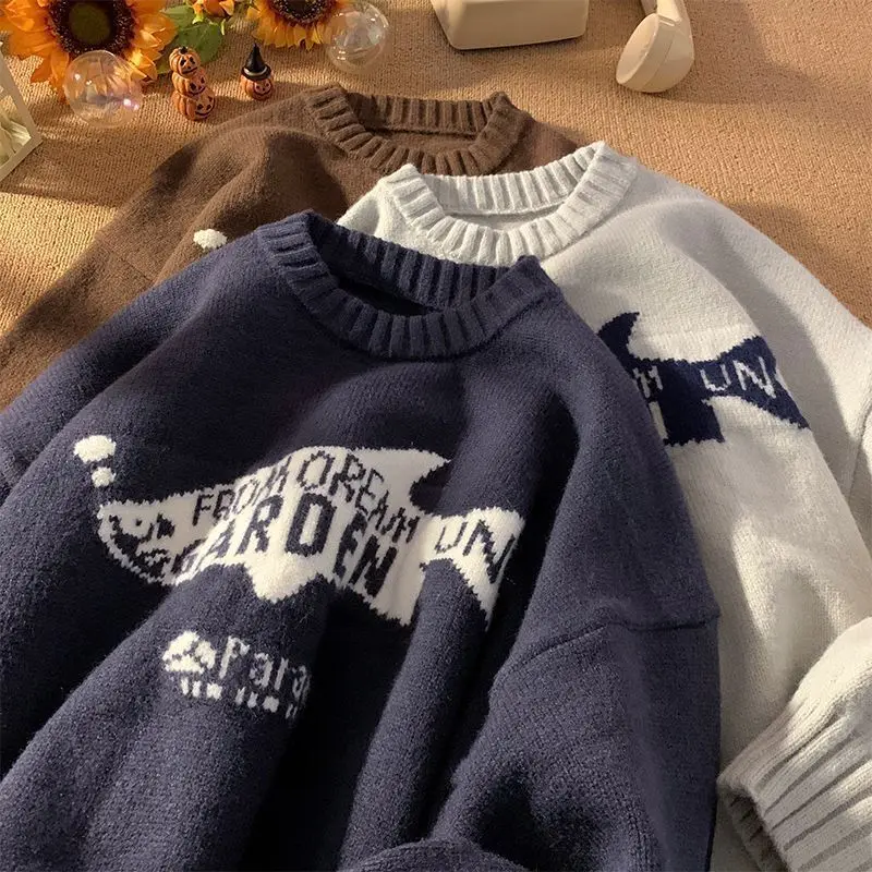 Vintage Klein Blue Sweaters Muži a ženy padajú zimné ryby žralokov pulvovery Blast Street Abeced Sweaters Trend