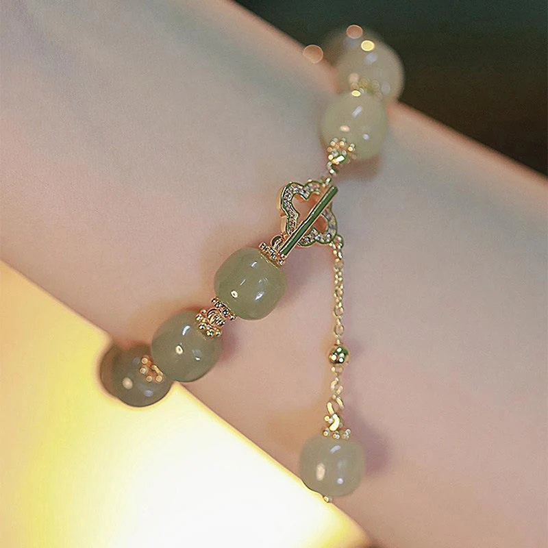 Vintage Light Luxury Imitácia Hetian Jade korálkový kúzlo náramok náramok Casy Pearl Zirkon módne šperky pre ženy darčeky