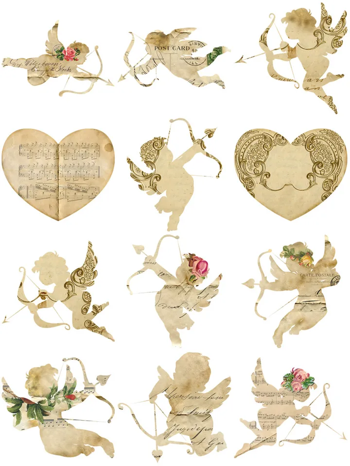 Vintage láska srdce anjel slepky na nezdravé denník Denník Plánovač scrapbooking dekoratívny papier pre domácich majstrov remeselníkov