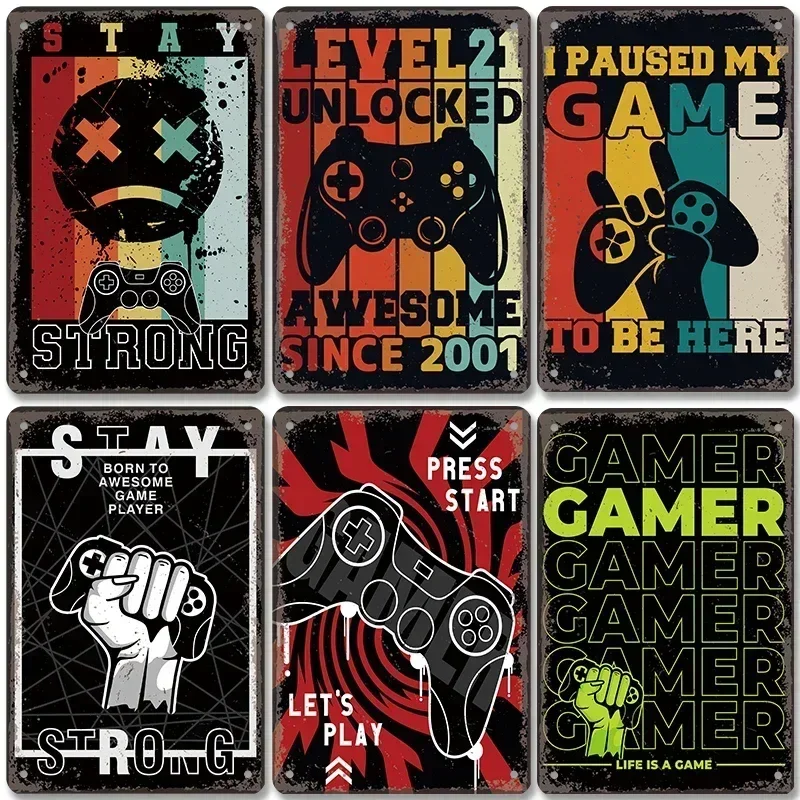 Vintage miestnosť dekor gamer ocko hra cez plaketu klub Club herňa cínový plagát kovový maľba nástenná doska prívesok kovový znak retro