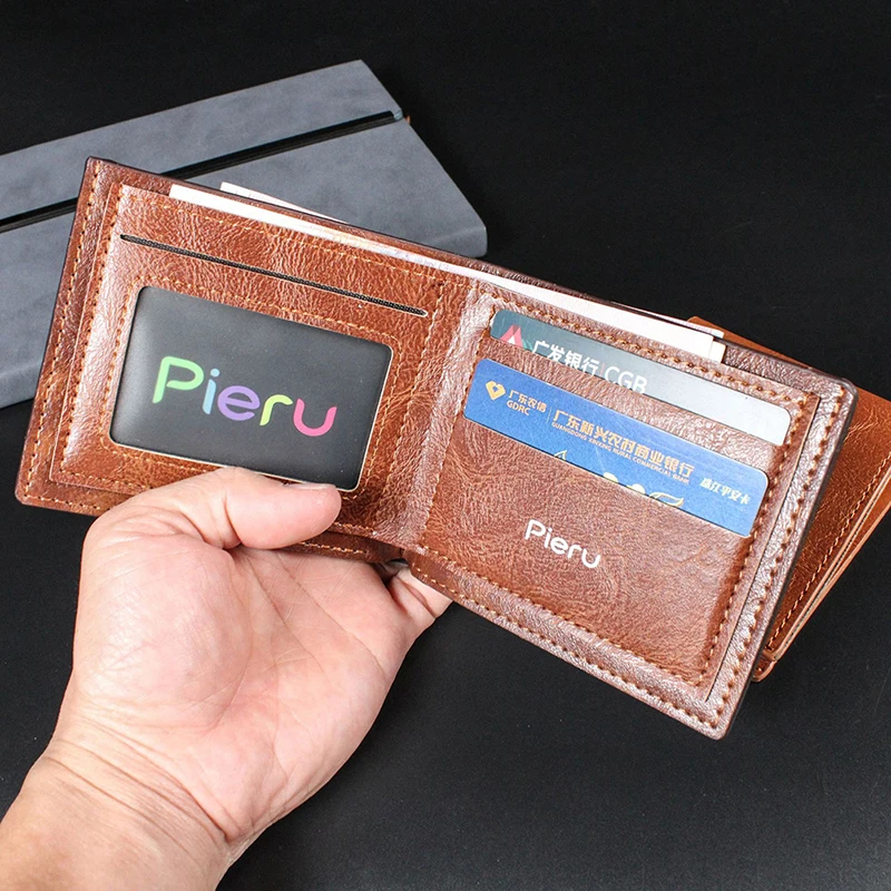 Vintage muži peňaženka PU koža Značka luxusné peňaženky krátky držiteľ klip kreditnou kartou Money Money Bag