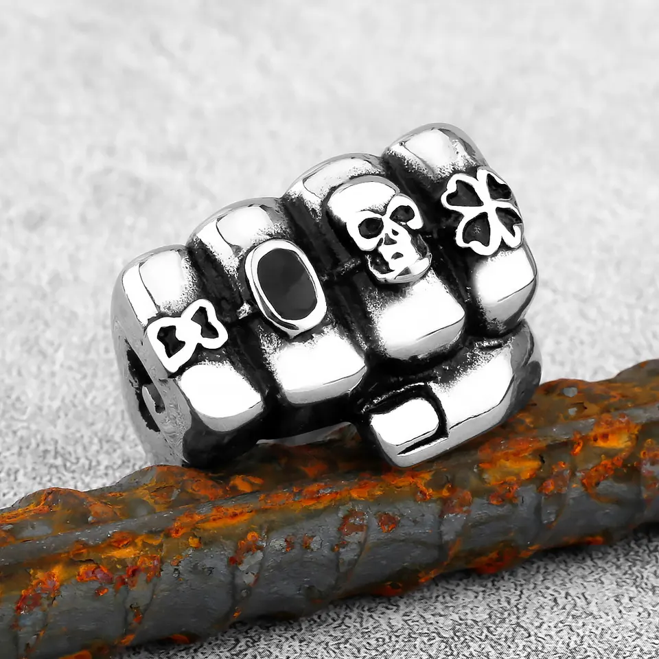 Vintage móda personalizovaná krížová päsť lebka Ring Rock Rock z nehrdzavejúcej ocele Pánsky motocykel lebka prsteň Ring Doplnky Teen šperky