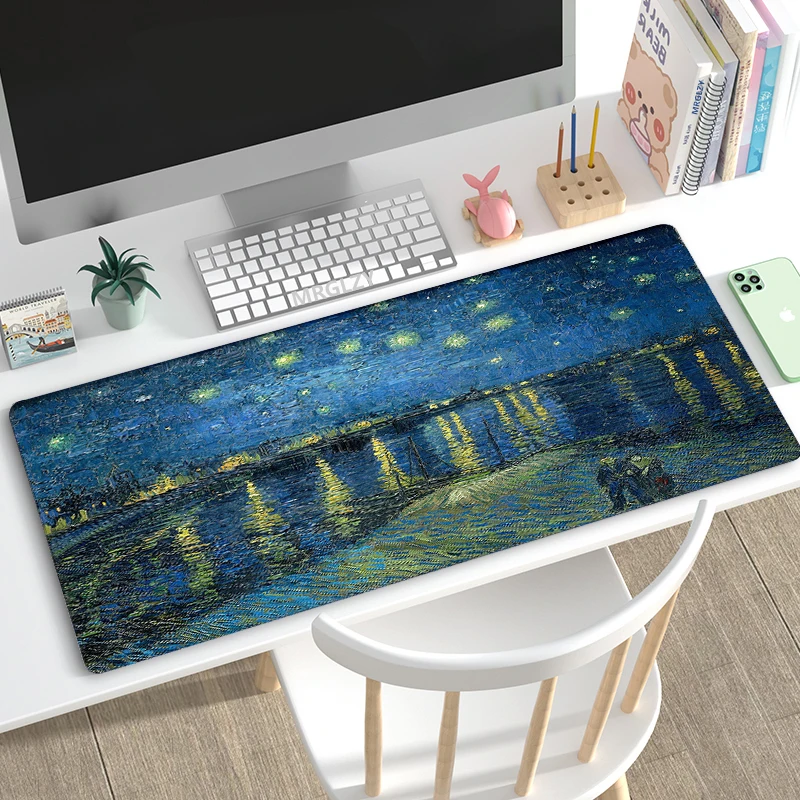 Vintage olejomaľba myši myš Pad Da Vinci Veľká klávesnica Mousemat Gaming Accessory Playmats Van Gogh kobercový koberec Monet Desk Gamer
