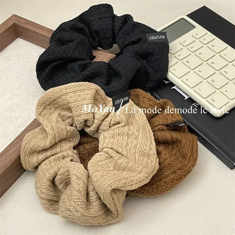 Vintage pletací vzor veľké črevo scrunchie pre ženy sladké chĺpky vlasy vlasy kravata kravata gumová kapela módne vlasové doplnky
