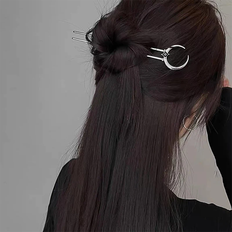 Vintage polmesiaca Moon Hairs pre ženy jednoduché čínske vianočné vianočné účesy Disk Hairstick čela čela módne vlasové doplnky