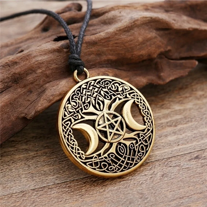 Vintage pop šťastný amulet viking mesiac pentagram náhrdelník osobnosť pár Strom života rodinný priatelia Prázdninový darček prívesok