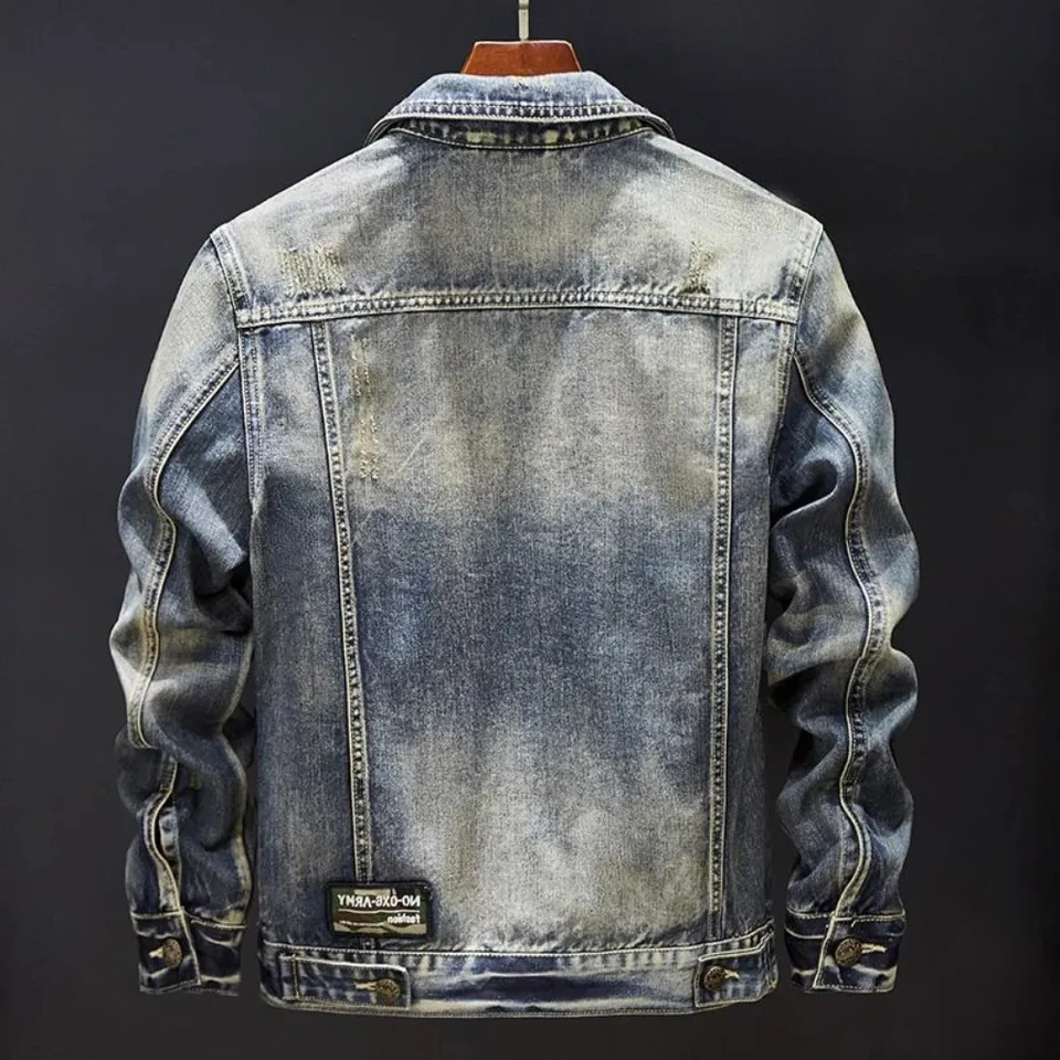 Vintage pánska džínsová bunda Kórea mužské gombíky Jean Coats na palube Outwear Elatic Lacná cena Štýlový zimný vrchný odev Loose Y2K