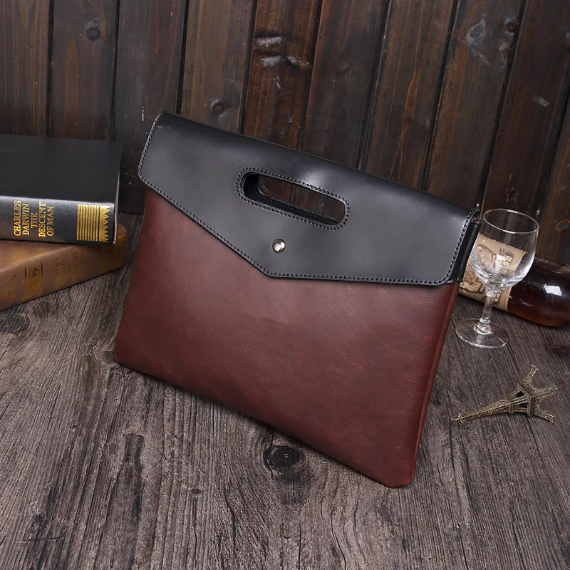 Vintage Pánska kožená kožená kabelka Clutse Priečinok kufrík MAN Obchodná kancelária Priečinok Figer Bag TAST CULT CLUCT Držiteľ kabelky