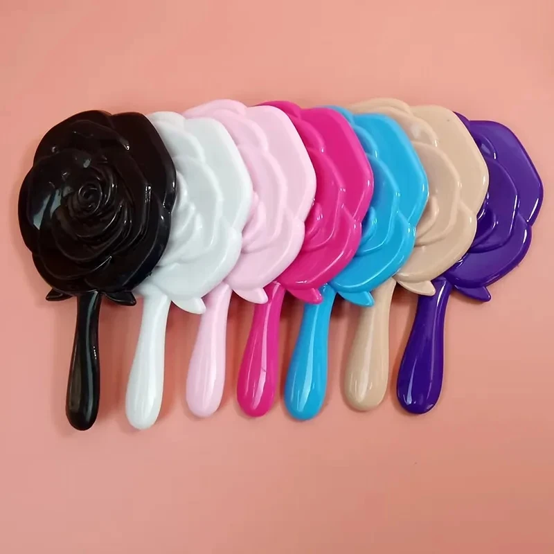 Vintage ružový tvar dizajn make -up zrkadla s rukoväťou prenosné cestovné zrkadlo Krás Krásne ručné zrkadlá darček pre dievčatá ženy
