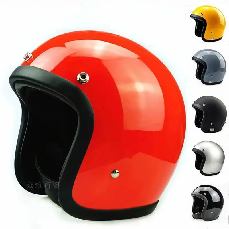 Vintage sklenené vlákno motocyklové prilby otvorené tvár ECE DOT Certification Retro Scooter Riding 3/4 Casco Moto Capacete