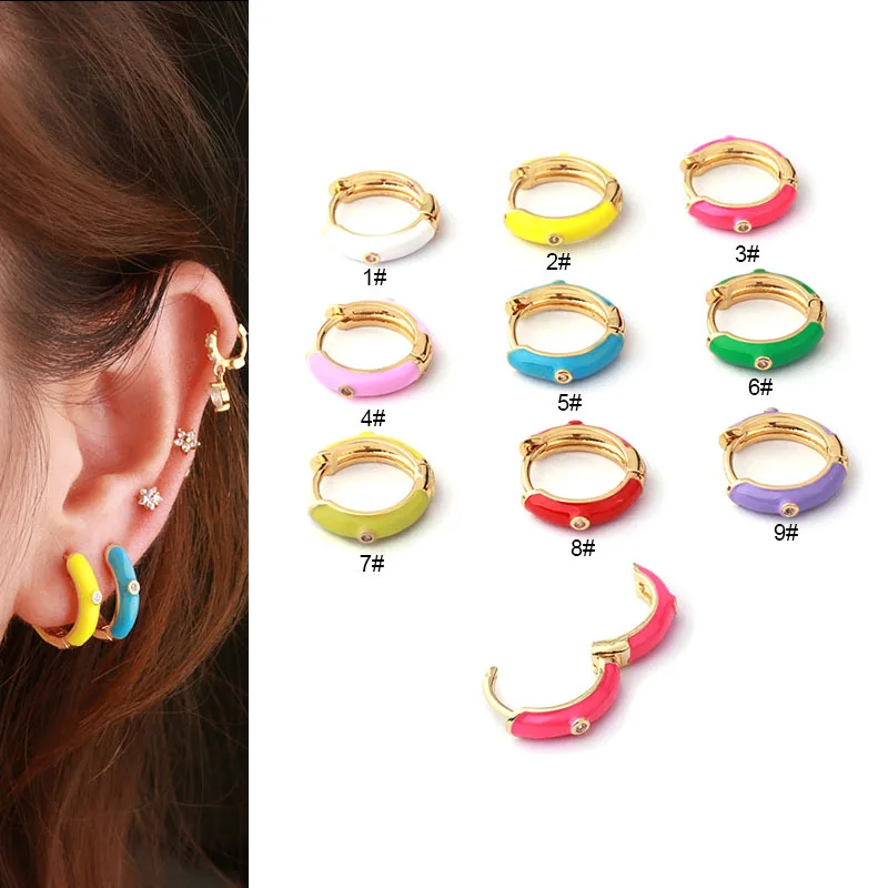 Vintage smalt malá obruč náušnice Trendy geometrické vyhlásenie okrúhly kruh huggie náušnice chrupavka uši piercing šperky brincos