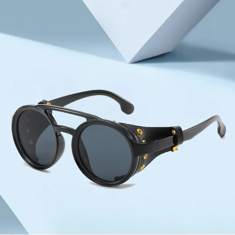 Vintage Steampunk Červené turistické slnečné okuliare muži okrúhle punk retro slnečné okuliare Ženy 2020 GOGGLE Men Gothic Style Shades UV400
