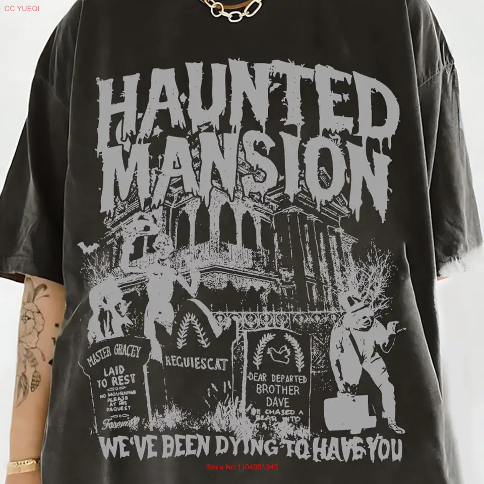 Vintage The Haunted Mansion T tričko retro Halloween Horor zodpovedajúci darček dlhé alebo krátke rukávy