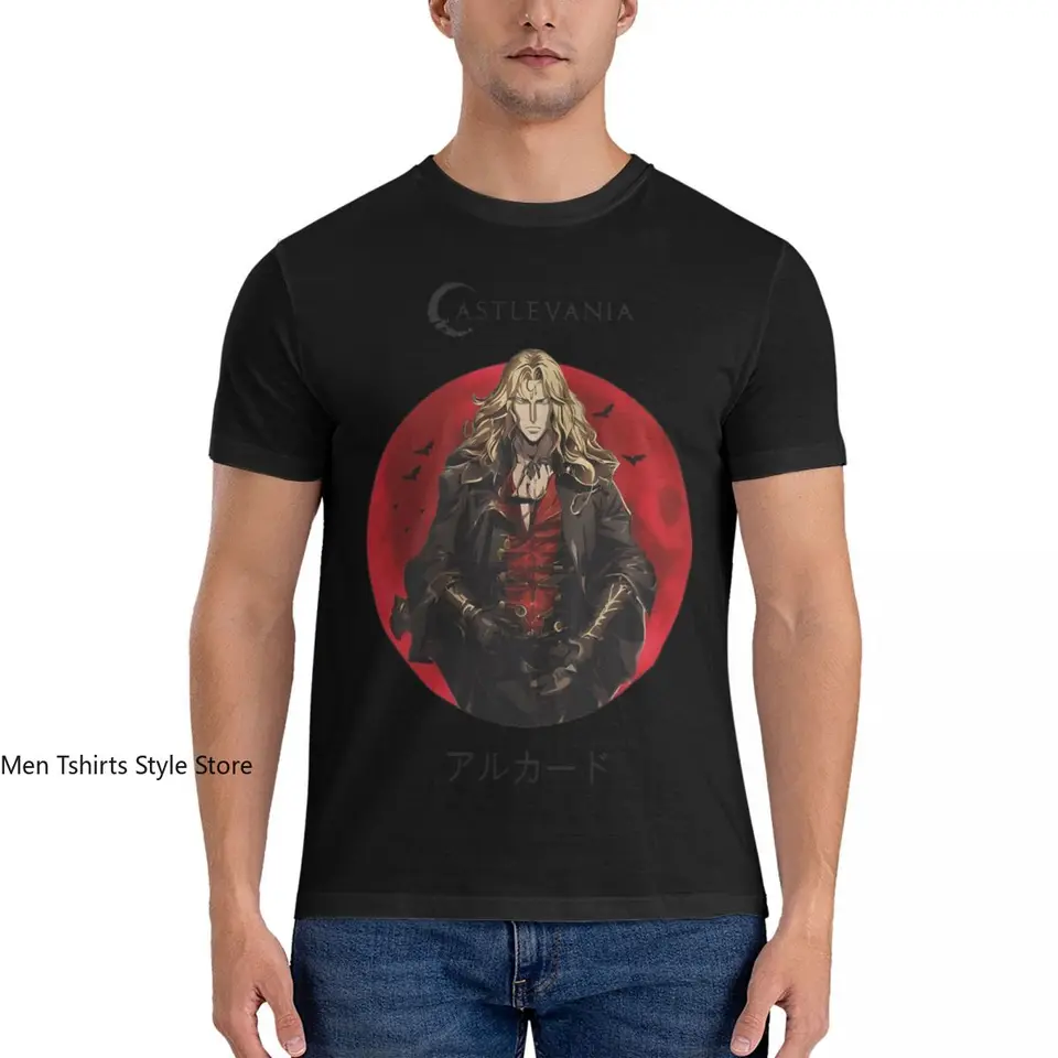 Vintage Tričko Alucard Alucard pre mužov Round Collar Pure Cotton T košeľa Castlevania Krátke rukávy Summer oblečenie letné oblečenie