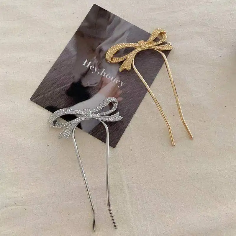 Vintage u tvar pin hovädzie špendlík pre ženy dievčatá nevesta Bowknot Hair Styling Nástroje kovové barrety Clips