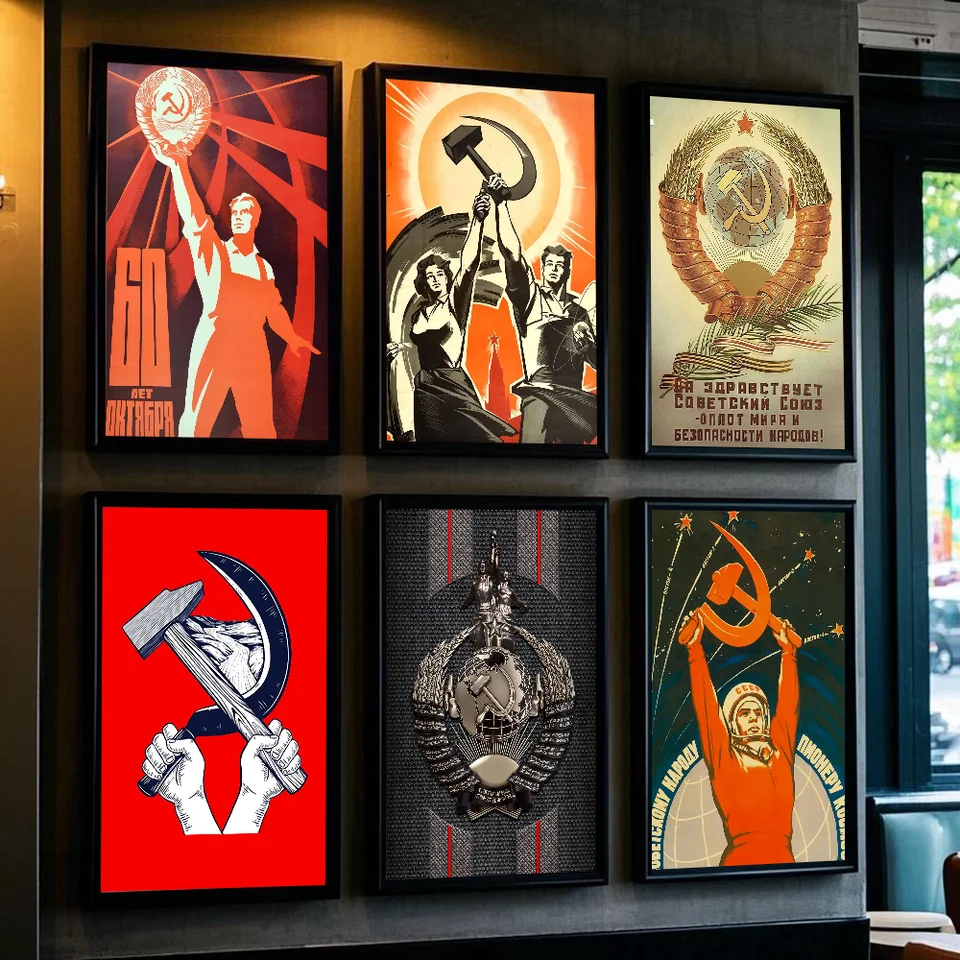 Vintage v štýle Stalin Soviet Plagát HD Art Sticky Wall Witerproof Domov obývacia izba Bar estetická dekorácia