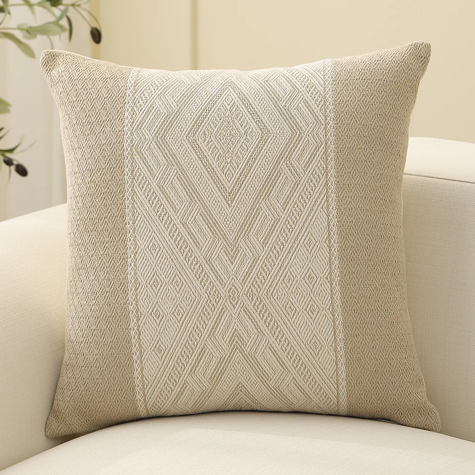 Vintage vankúšový pokrytý bavlnený tkaný čierny béžový zelený námorný diamant Jacquard 45x45cm gauč vankúši