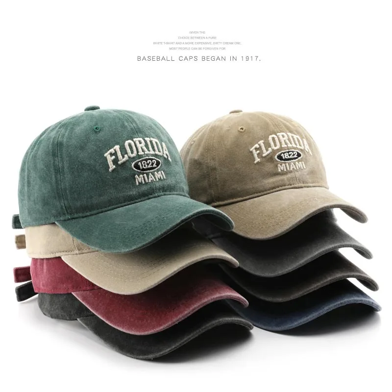 Vintage Wreed Cowboy Baseball Cap pre mužov Ženy Florida výšivka slnečné čiapky Príležitostné hip hop klobúk zakrivené po okraj