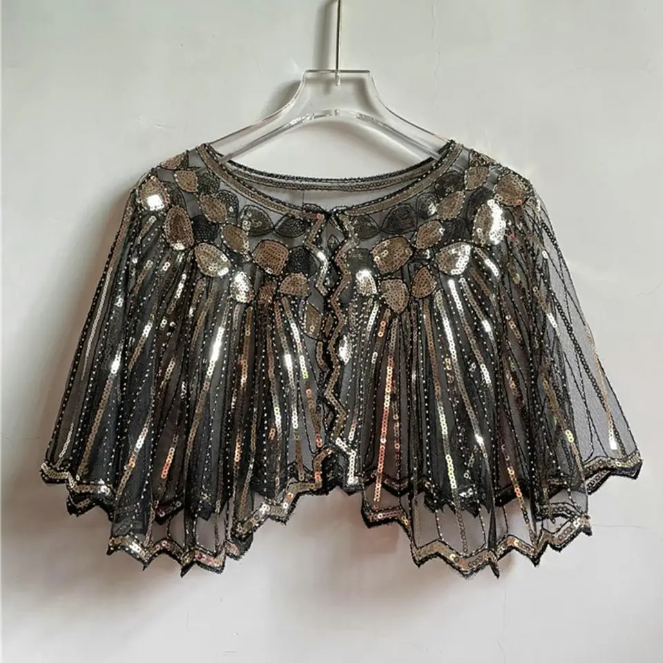 Vintage z 20. rokov 20. storočia Flapper Shawl Flitry korálkové korálkové korálkové dekorácie Ženy šál Gatsby Party Struc