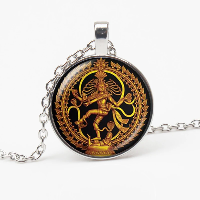 Vintage zlatý Buddha socha deštrukcia Dance náhrdelník shiva krištáľový prívesok Boh šperky indický duch budhizmus amulet