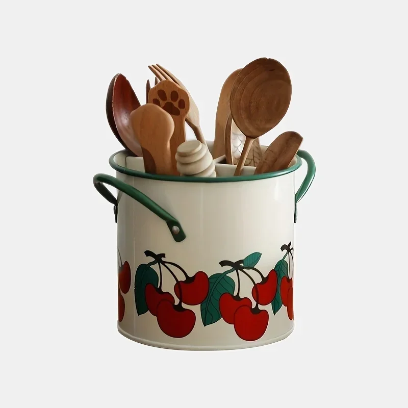 Vintage čerešňové riady vedro Domácne kuchynské paličky Klietky Klietky Klietky a vidlice Storage Bucket Creative Creative