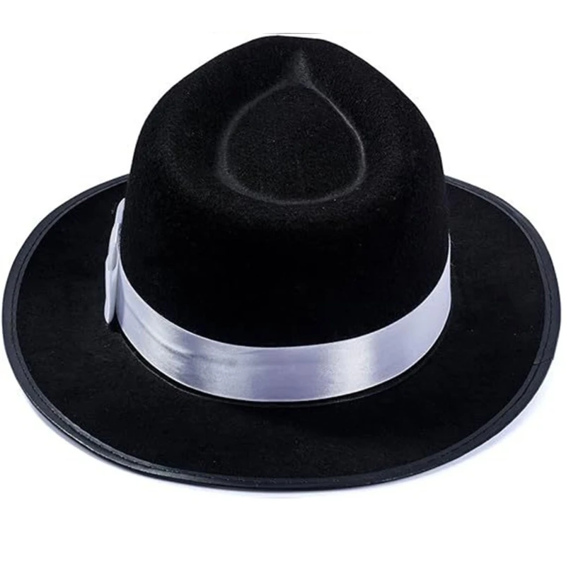 Vintage čierna fedora čiapka jazzs klobúk Magicshow Headress čelenka karnivaly večierok Wear
