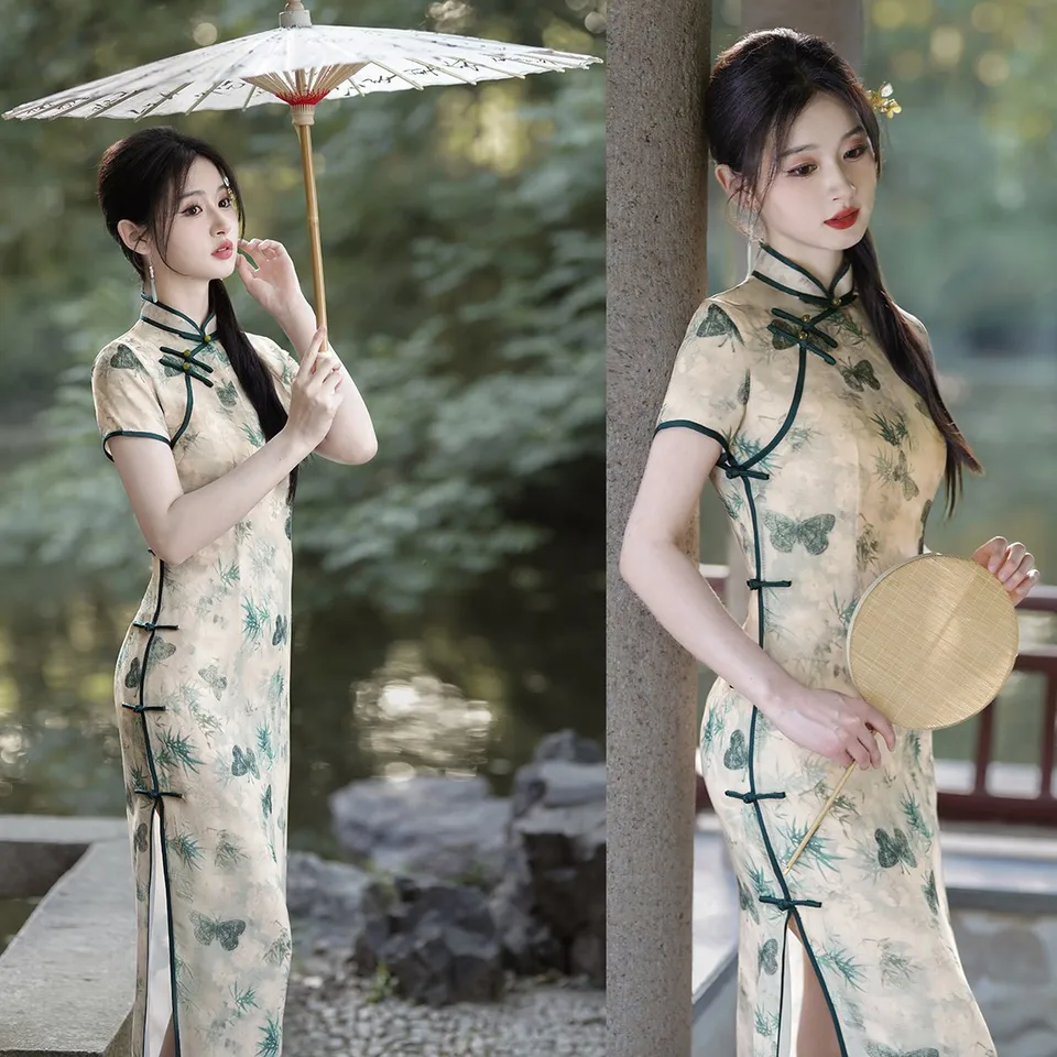 Vintage čínsky štýl večerné večierky Ženy Elegantné kvetinové tlač qipao cheongsam plus veľkosť 4xl Vestidos novoročné šaty