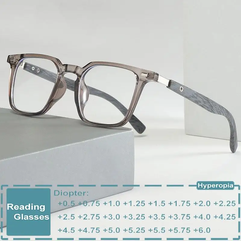 Vintage štvorcové okuliare na čítanie Blue Light pre mužov Ženy Optické okuliare na predpis Opcription Eyewear Presbyopic +1.25