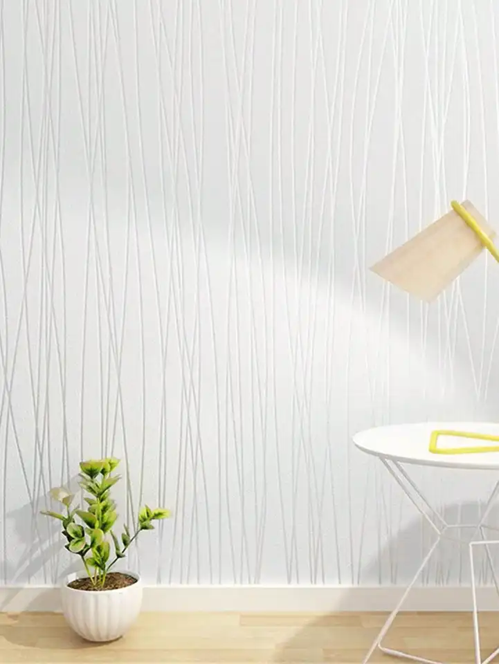 Vinylové biele pruhy nepremokavé tapety pre stenu obývacej izby Self Adhesive Odnímateľný stenový papier pre domácu dekoráciu