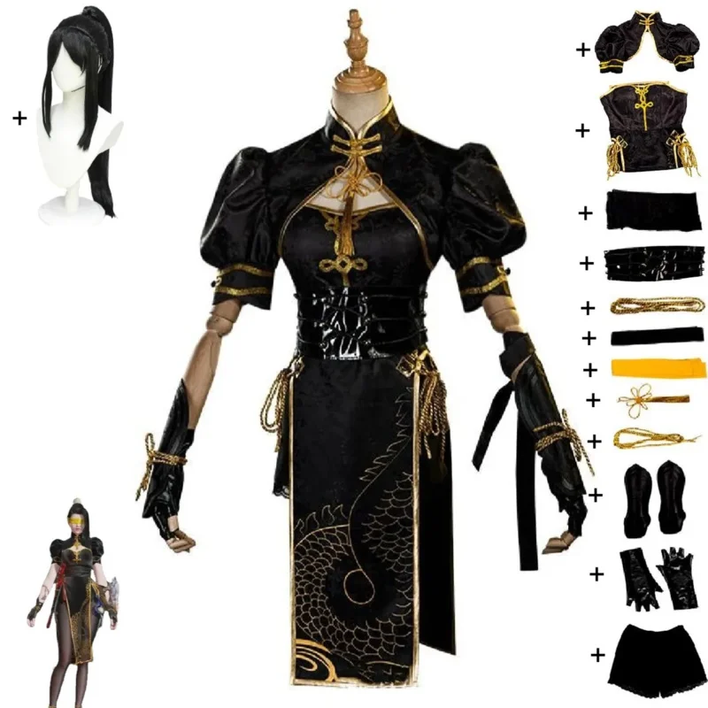 Viper ning cosplay kostýmová hra Naraka: Bladepoint Halloween Muž sexy žena anime hongye šál drak cheongsam oblek parochňa xv7776