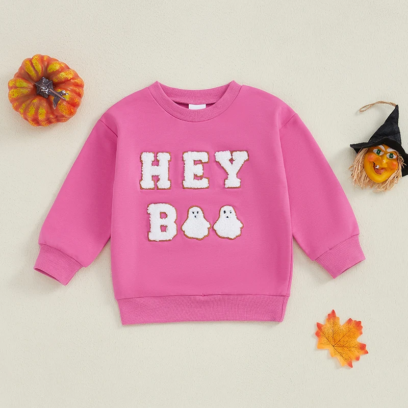 Visgogo Baby Halloween mikiny s dlhým rukávom Crew Neck Ghost/Pumpkin WearVery Pulloves Toddler Fall Tops