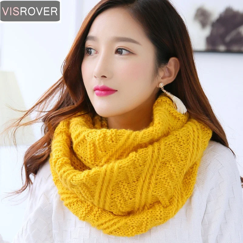 Visrova farebné šatky Ženy Zimné pletené šály teplé nekonečno Snood Ladies Ring Loop šatka módna unisex kruhový kruh kruhový kruh
