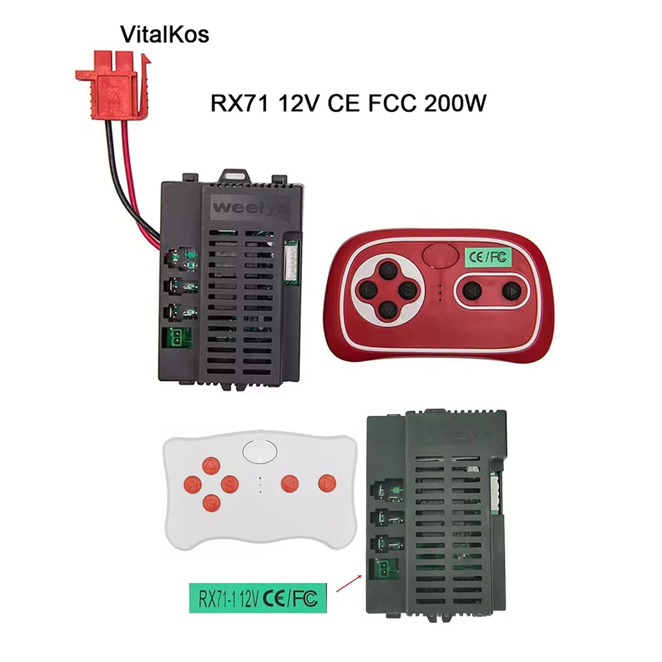 Vitalos Weelye RX71 12V 200W prijímač CE/FCC KID ELEKTRICKÉ CAR 2,4G Bluetooth Pánový prijímač (voliteľné) Časti automobilov