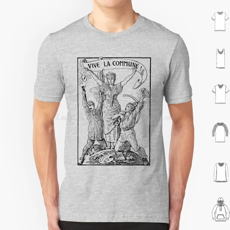 Vive La Commune Walter Crane-Historical, Parížska obec, socialista, ľavicová tričko s veľkou veľkosťou 100% bavlna Vive La Commune