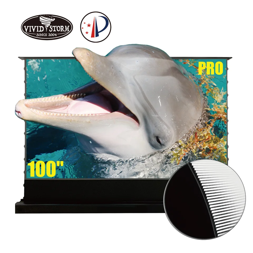 Vividstorm Pro 100 palcový projektor Screen Motorizovaný podlahový obrazovka pre UST projektor Motorizovaný 4K HD Home Cinema Screen