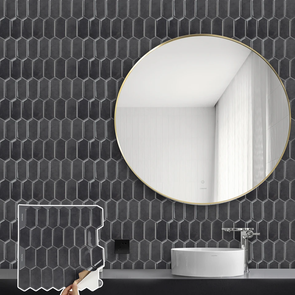 VividTiles 10 listov Peel and Stick vinyl tapety 3D Imitácia tehla Self-pasívna stena Tike nálepka pre vnútornú dekoráciu