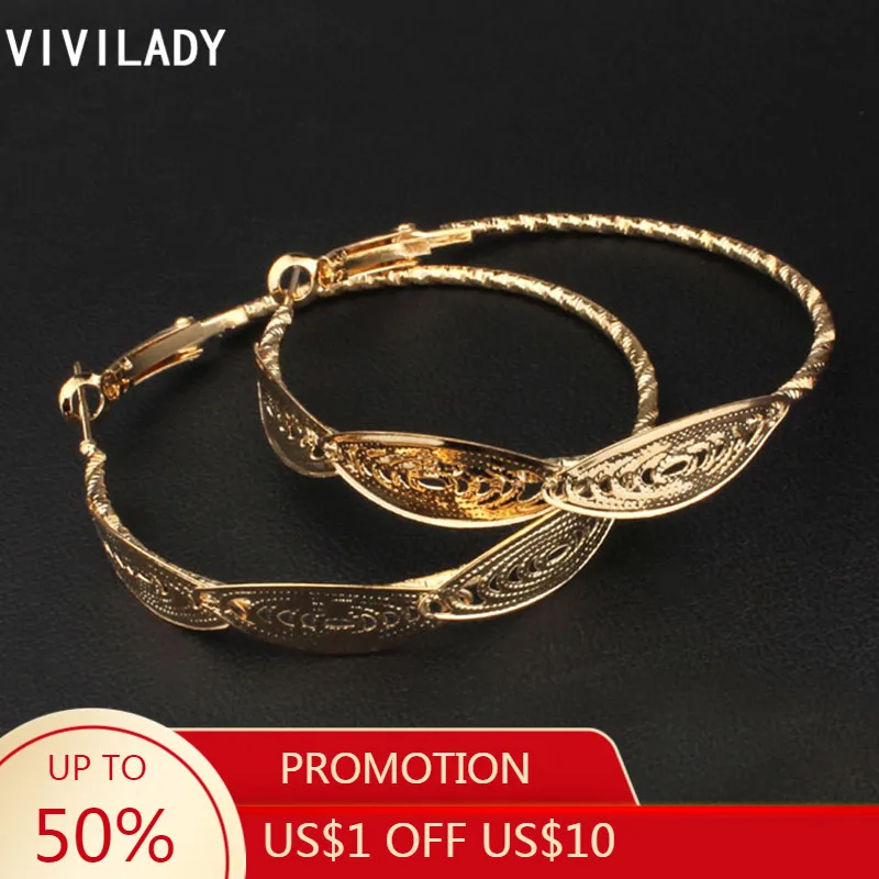 Vivilady Trendy nikel zadarmo zlato farebná kovová okrúhla obručové náušnice Ženy femme módne šperky bijoux doplnky