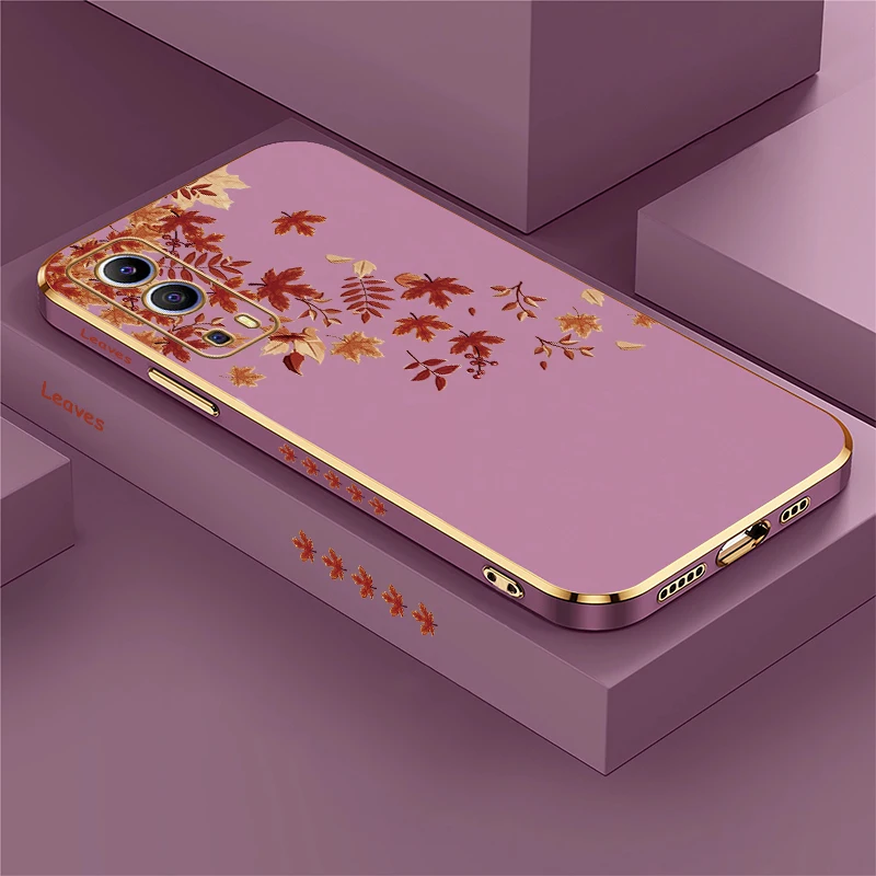 Vivo Y100 puzdro Vivo y74s y76s y78 y79 y71 y72 y73 y95 y93 y91 y91c y77 y77e telefónny kryt módne listy Pleskové kryty pokovy
