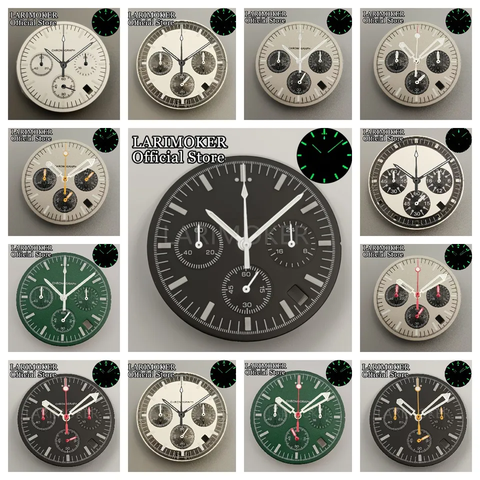 VK63LARIMOKER 31,5 mm zelená šedá biela čierna čierna kremenná hodinky a VK63 Watch Hands Luminous Watch Dial Fit VK63 Movemet