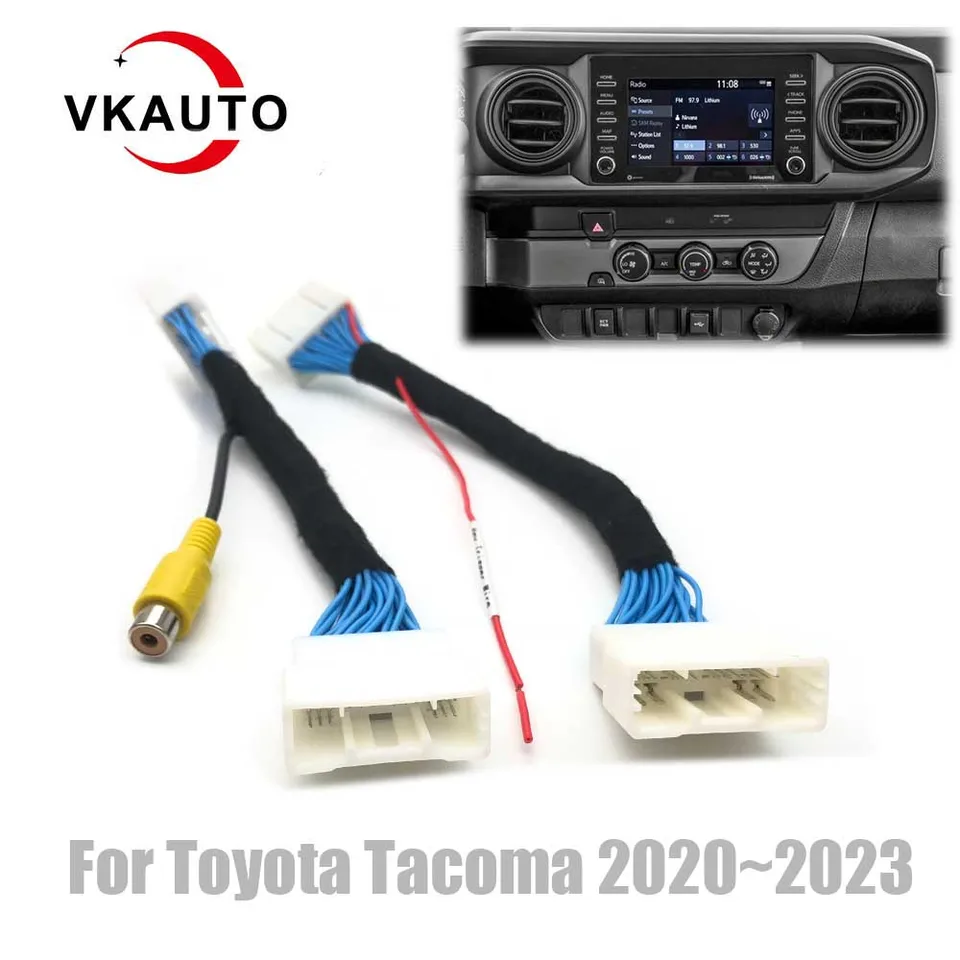 VKAUTO C30 PINS RCA Video zástrčkový adaptér kábel C28 Spúšťací kábel pre Toyota Tacoma 2020 ~ 2023 pre fotoaparát Zadný pohľad