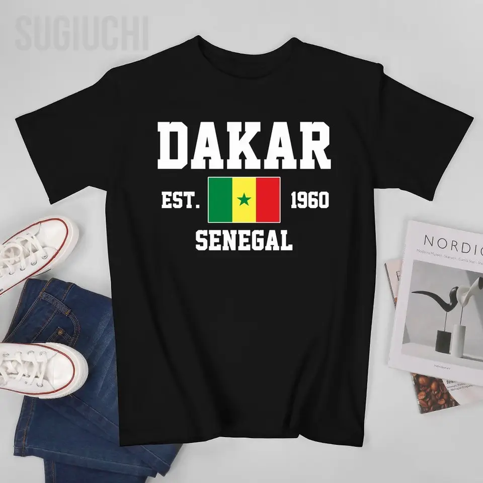Vlajka Senegal est.1960 Dakar Men Trhirt Tričko Tričko O-Neck tričká Dámske oblečenie 100% bavlna