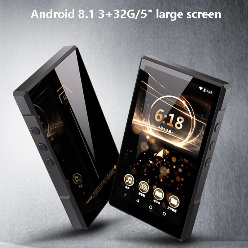 Vlajková loď HIFI Audio and Video Player MP3 MP4 WiFi Network obojsmerne Bluetooth FM 1080P 5 palcov HD HD Touch Screen Walkman Android 8.1