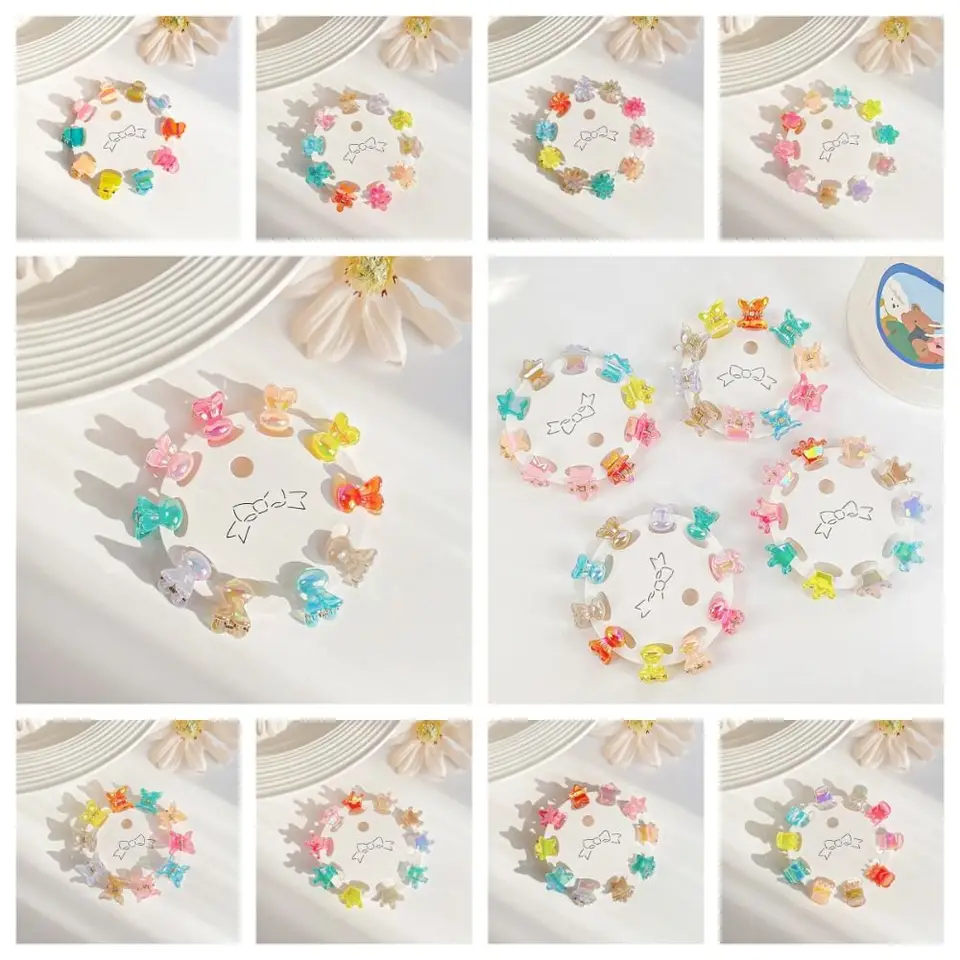 Vlasové doplnky Mini vlasové pazúry vlasy Clip Candy Candy Star Hviezda krabie krabie klip Priehľadné vlasové ozdoby kvety Mini vlasové pazúry dievčatá