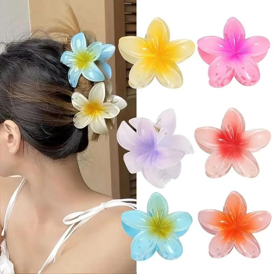 Vlasové príslušenstvo žralok klip vlasov pazúry plumeria kvetový tvar Český stylingový klip na vlasy plastové vlasové prvky leto