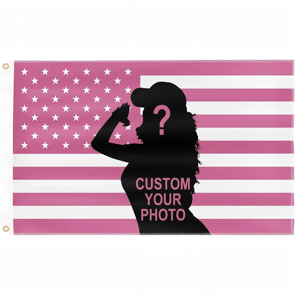 Vlastná americká ružová vlajka/banner 3x5 ft Prispôsobená bannerová stena zavesenie personalizované pozadie s fotografiou a textovým plagátom Dekorarion