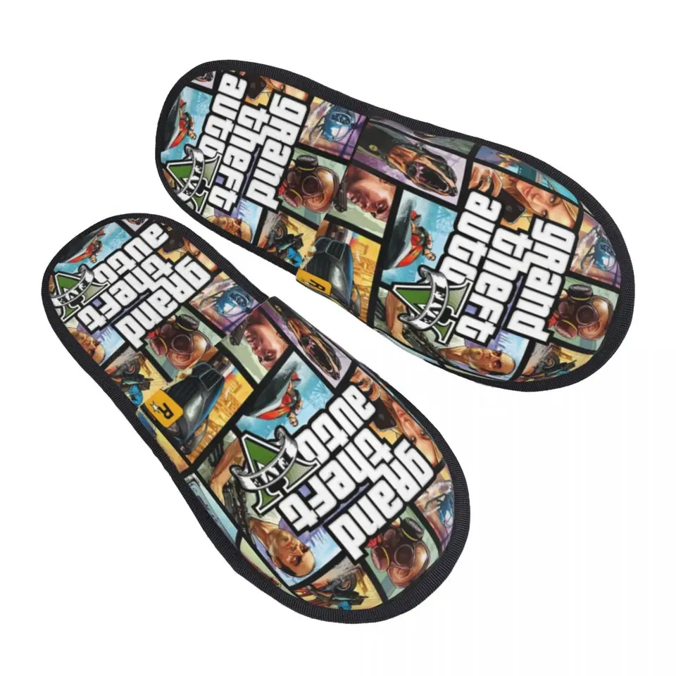 Vlastná dobrodružná hra Grand Theft Auto Soft Memory Foam House Patrínky Ženy GTA Comfy Warm Warm Anti-Skid Slipper