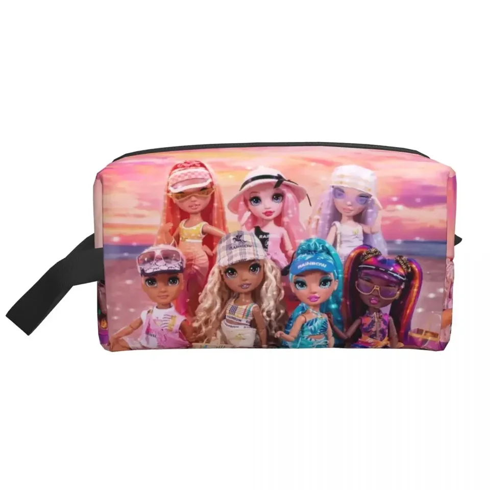 Vlastná dúhová vysoká toaletná taška Ženy Anime karikatúra TV TV kozmetický organizátor Lady Beauty Storage Dopp Kit