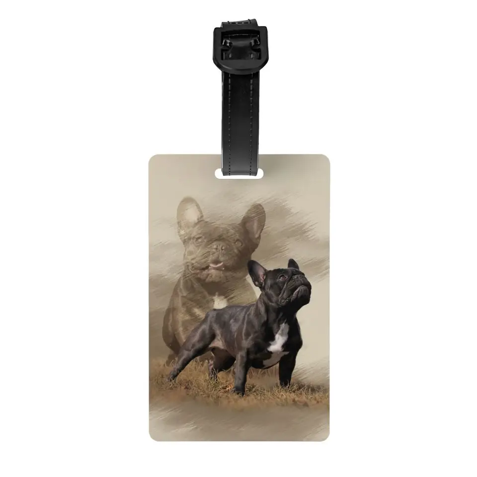 Vlastná francúzska buldogová značka batožiny s menom Card Frenchie Dog Lover Cover Cover ID štítok pre kufrový kufr