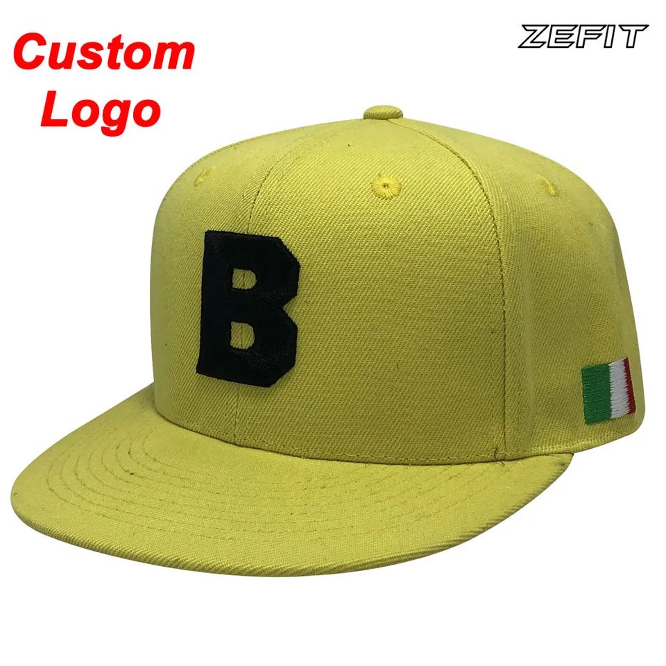 Vlastná kačica vrcholná čiapka svetlo žltá osobné číslo klub Názov 3D vytlačený text logo hip hop baseball futbalové tenisové klobúky