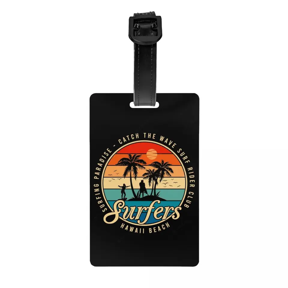 Vlastná letná pláž Surfing Surfer Luggage Tag s názvom Card Cover Cover ID štítok pre kufrový kufr
